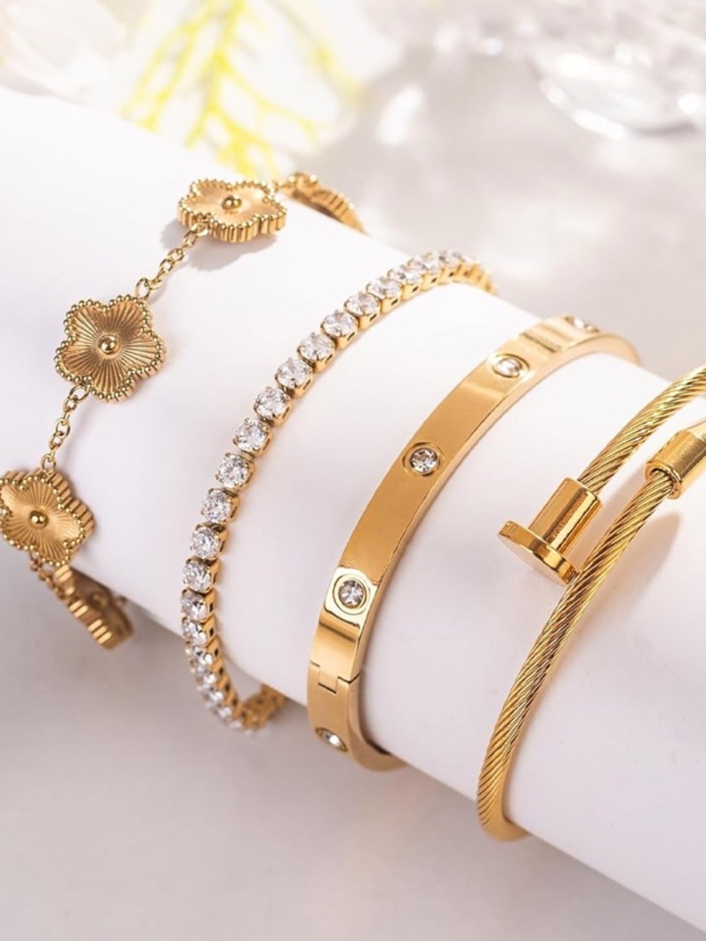 18K Gold Plated Trendy Designer Style Bracelet Set